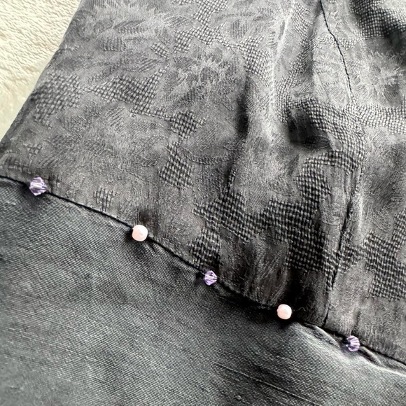 Vintage 90s Black 100% Silk Floral Mini Dress, LBD - Picture 4 of 9